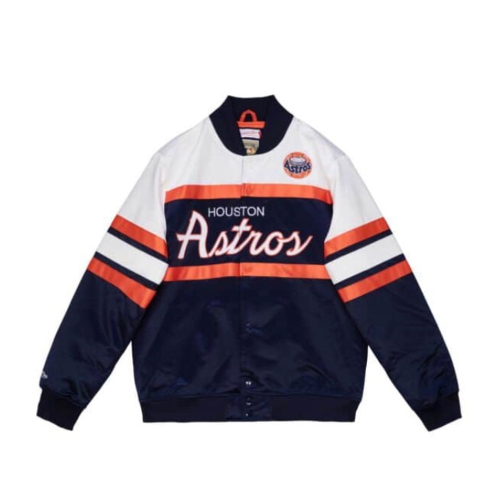 Rare Mitchell & Ness Houston Astros Satin Special Script Snap Up Jacket - Picture 1 of 7